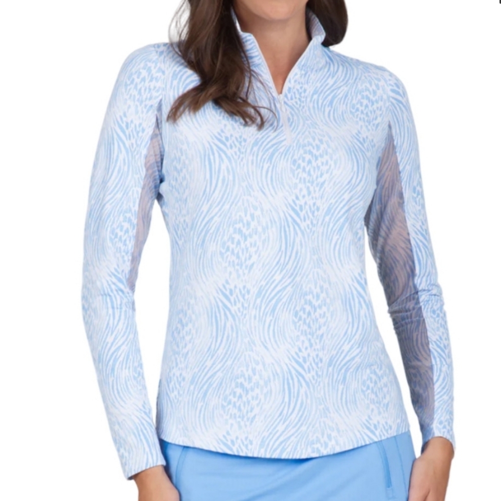 IBKUL Women's Long Sleeve Top - Sky Blue Swirl